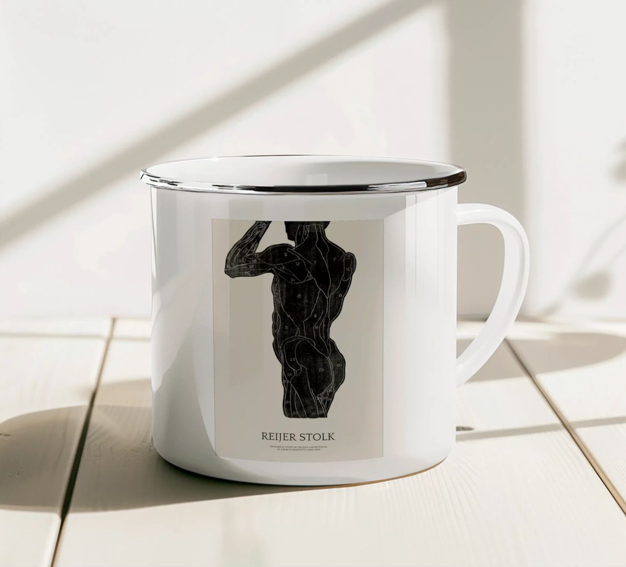 Stolk - Anatomical Study of the Back and Buttocks of a Man tazza in smalto da Vintage by JUNIQE