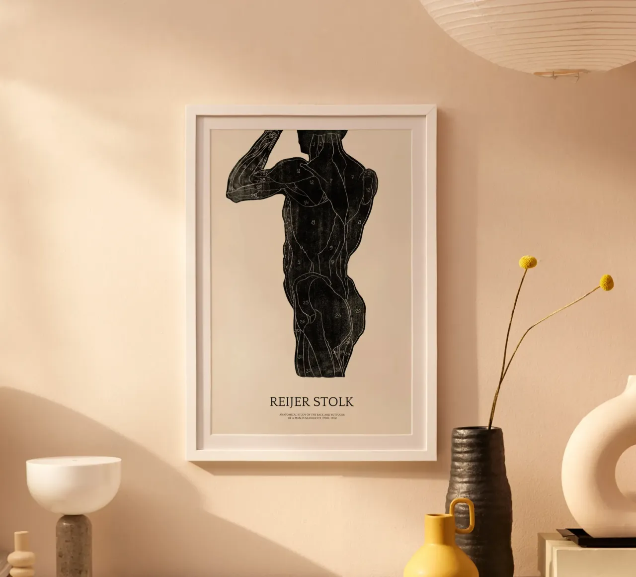 Stolk - Anatomical Study of the Back and Buttocks of a Man poster con telaio in alluminio da Vintage by JUNIQE