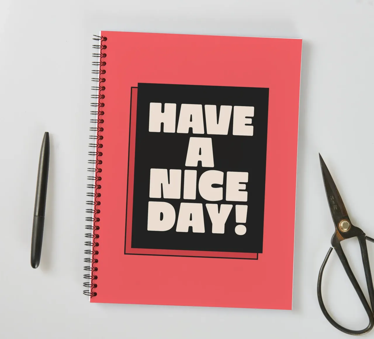 Have a Nice Day Retro Typography Print Red Pink Black spiral notebook by THE MOTIVATED TYPE