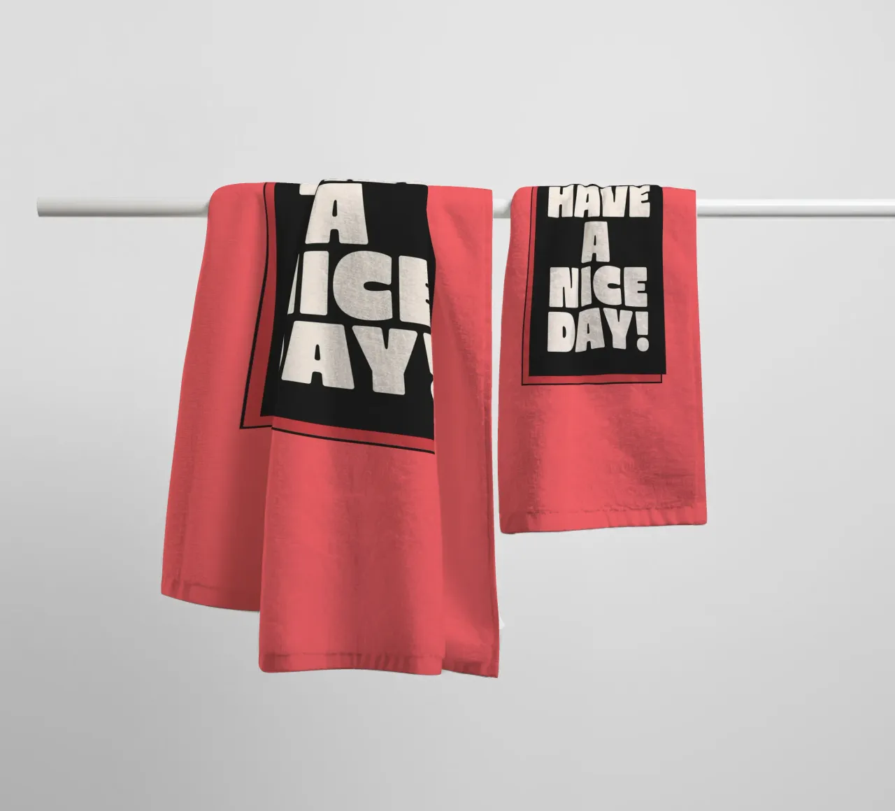Have a Nice Day Retro Typography Print Rojo Rosa Negro toalla de baño de THE MOTIVATED TYPE