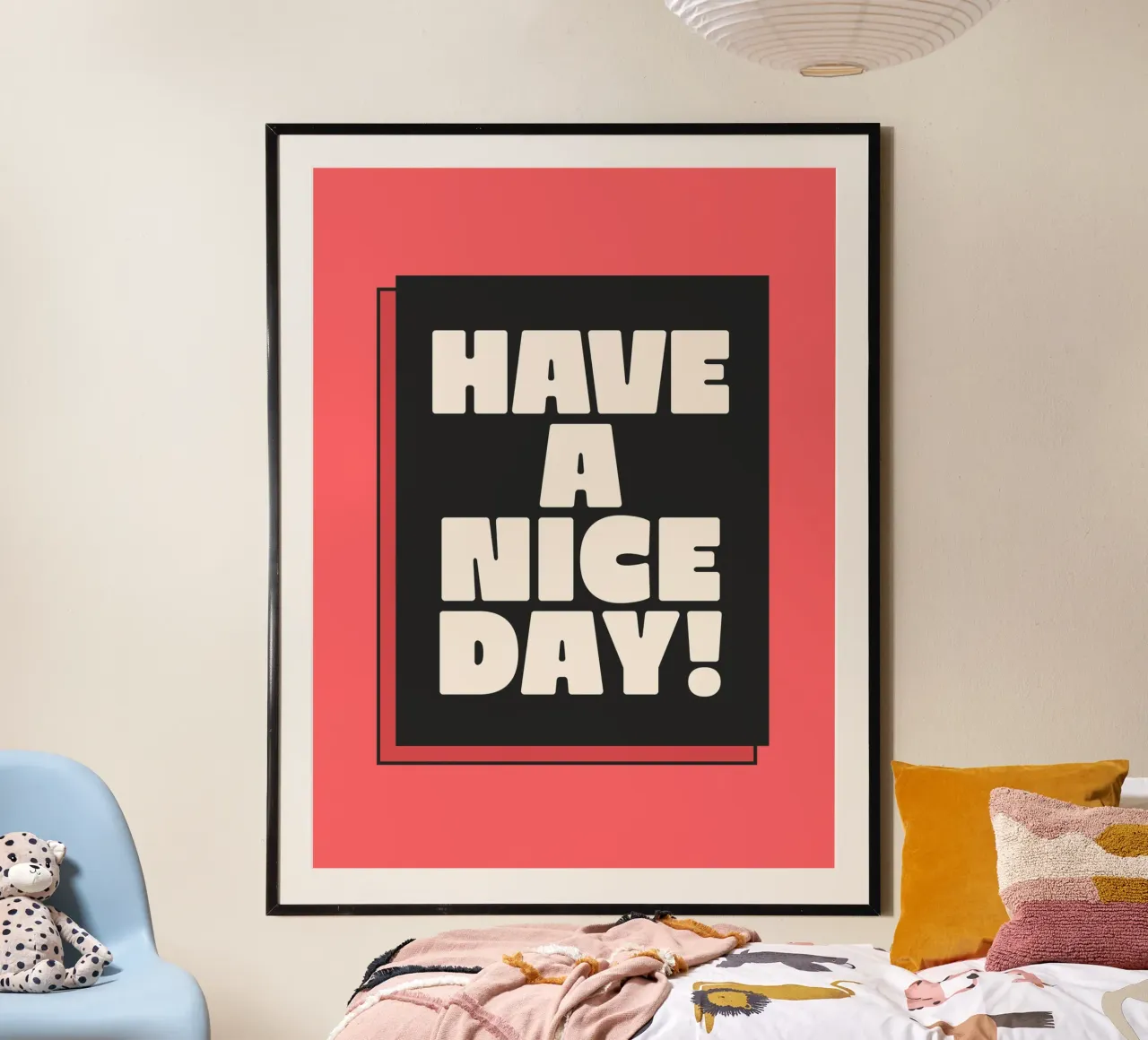 Have a Nice Day Retro Typography Print Rojo Rosa Negro hahnemühle de THE MOTIVATED TYPE