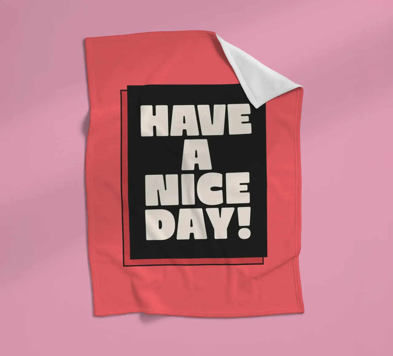 Have a Nice Day Retro Typography Print Rojo Rosa Negro manta de franela de THE MOTIVATED TYPE