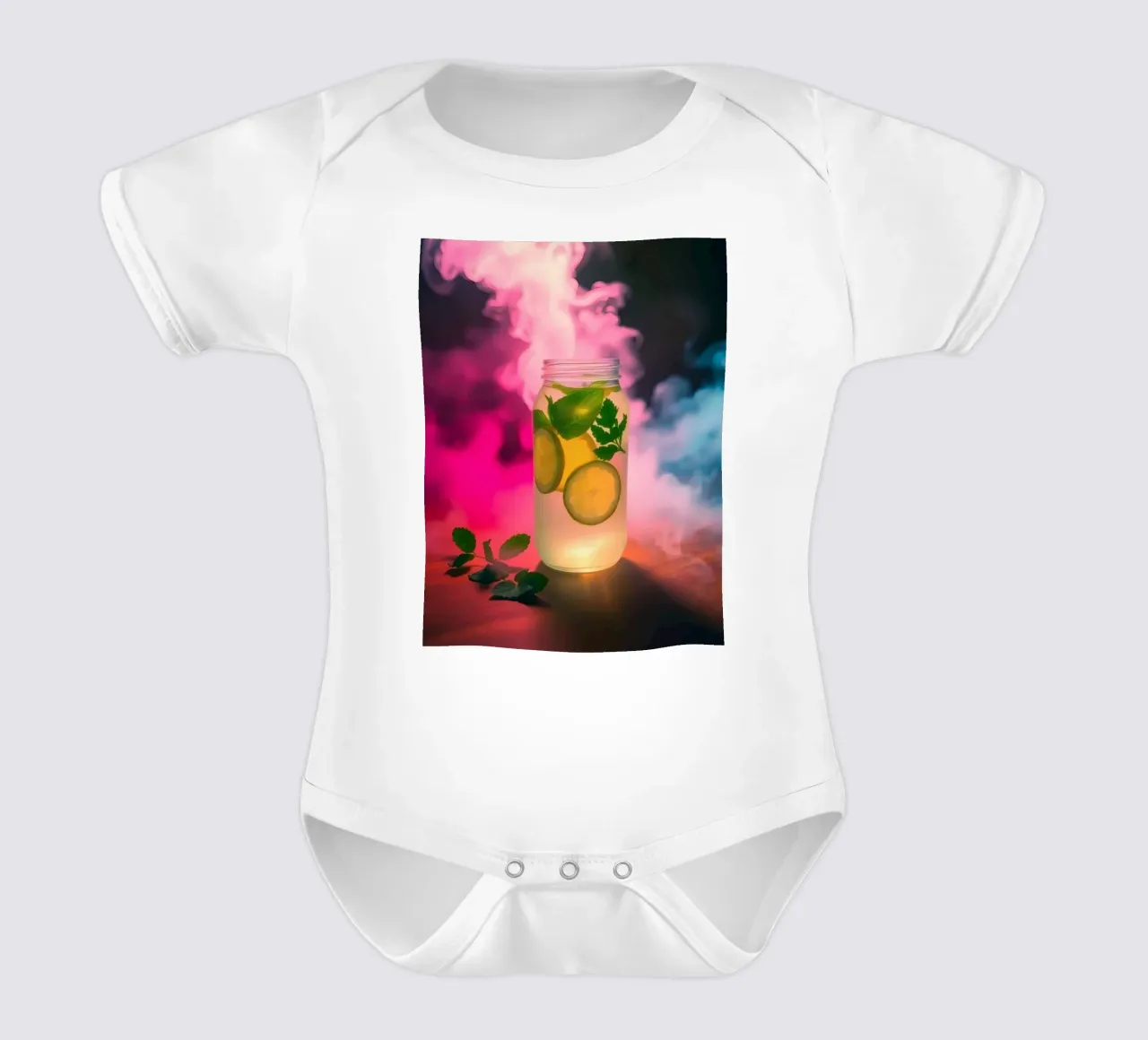 Bevanda rinfrescante con lime e menta circondata da colori body neonato maniche corte da DesignDoodle
