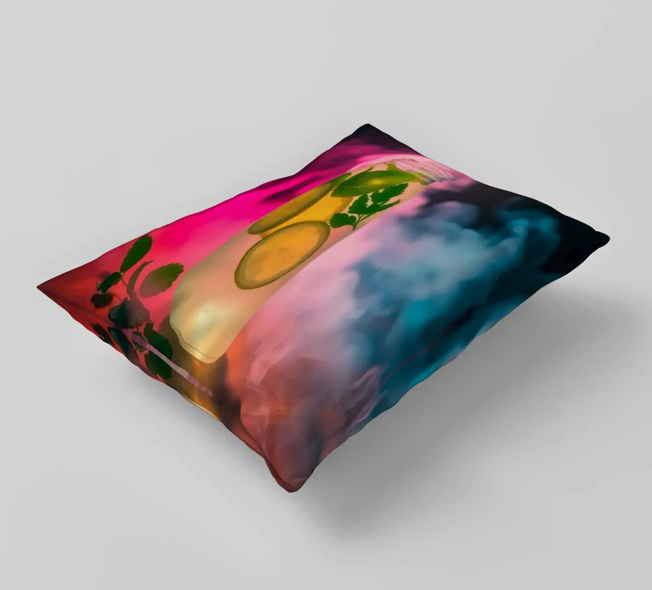 Bevanda rinfrescante con lime e menta circondata da colori cuscino da DesignDoodle
