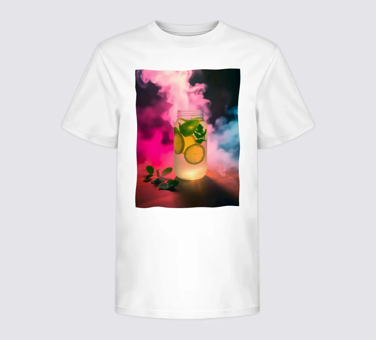 Refreshing beverage with lime and mint surrounded by colorfu kids t-shirt by DesignDoodle