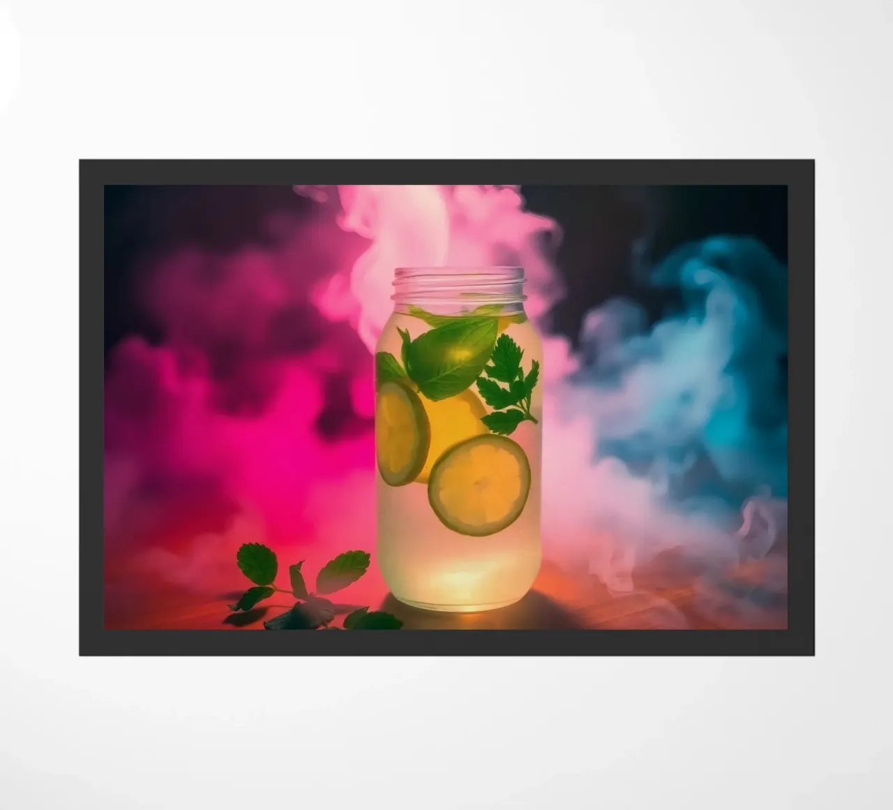 Bevanda rinfrescante con lime e menta circondata da colori zerbino da DesignDoodle