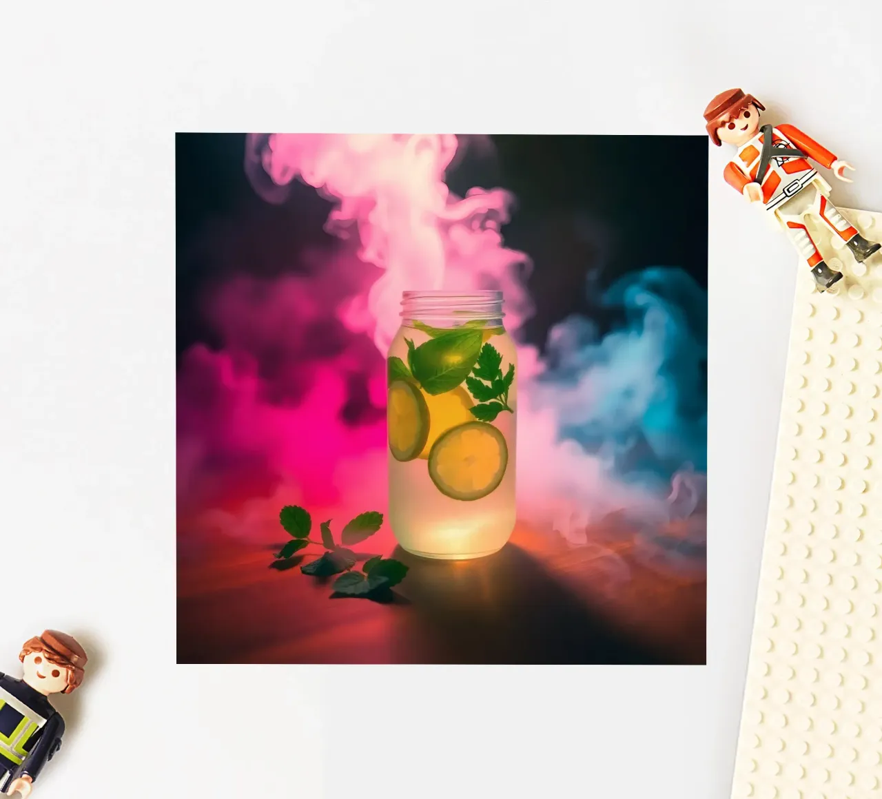 Refreshing beverage with lime and mint surrounded by colorfu sticker by DesignDoodle