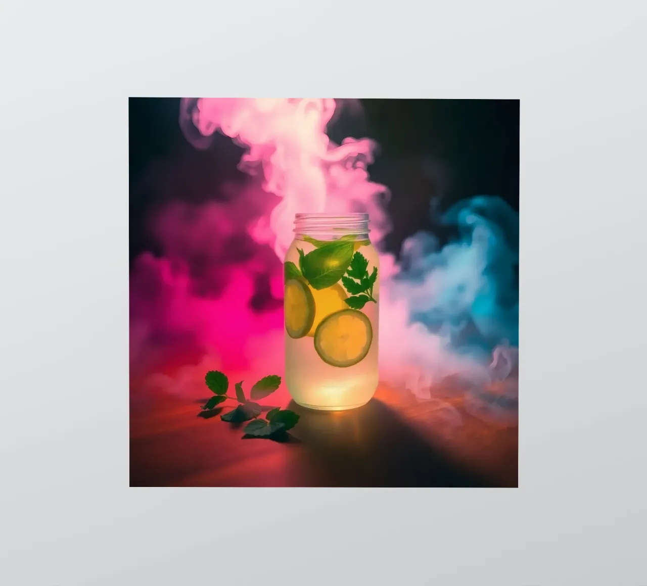 Refreshing beverage with lime and mint surrounded by colorfu sticker by DesignDoodle