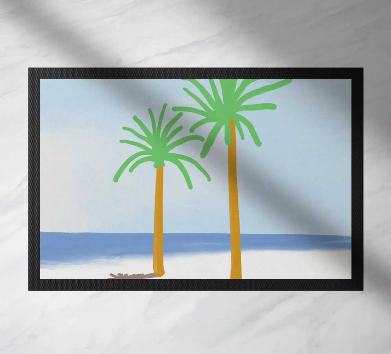 Palm tree shadow doormat by Little Dean