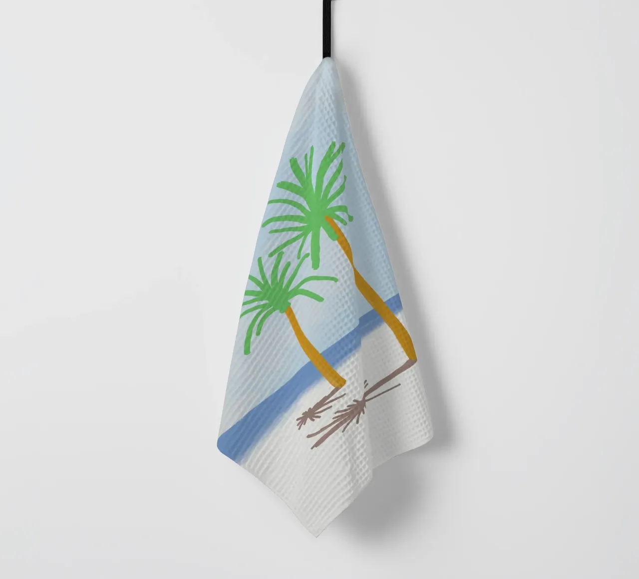 Palm tree shadow tea towel by Little Dean