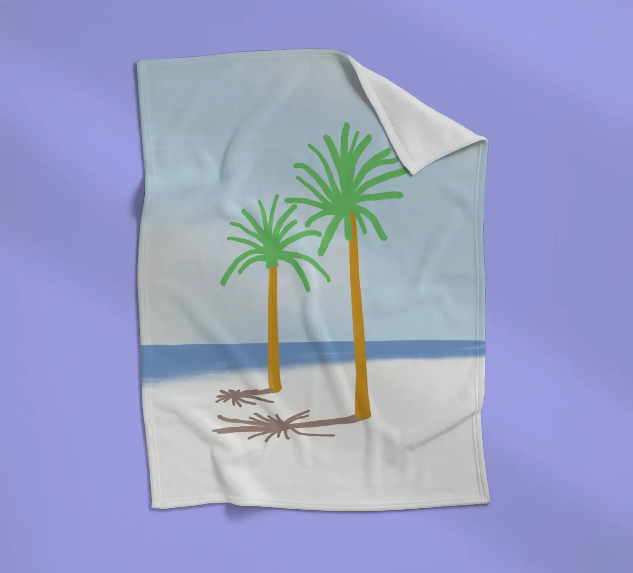 Palm tree shadow fleece blanket by Little Dean