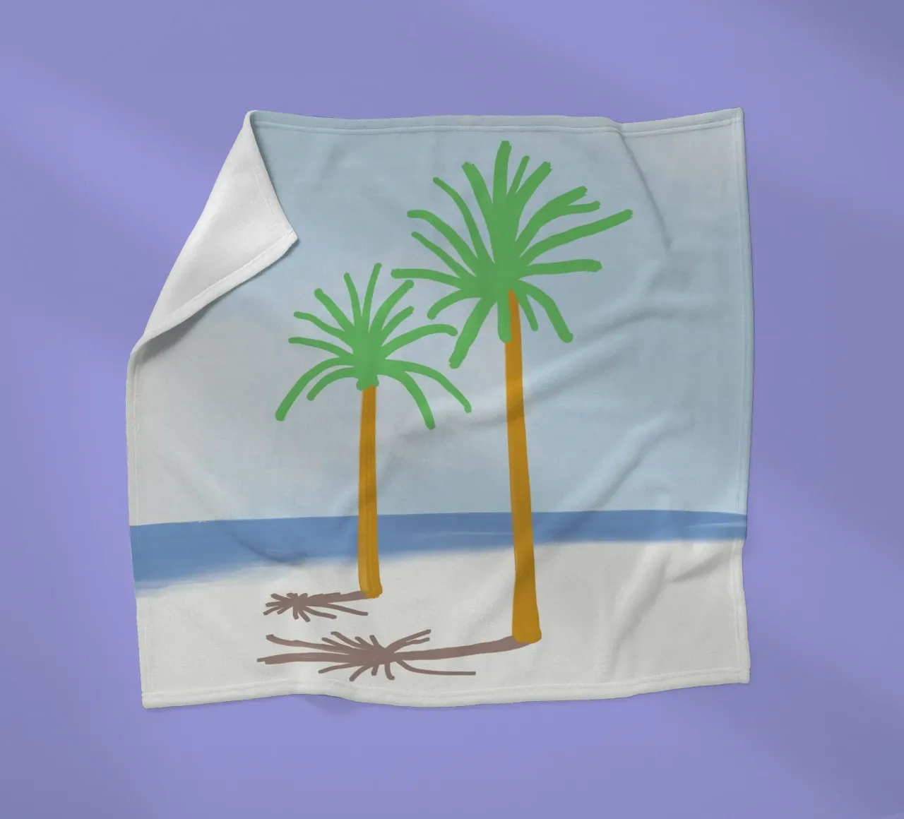 Palm tree shadow fleece blanket by Little Dean