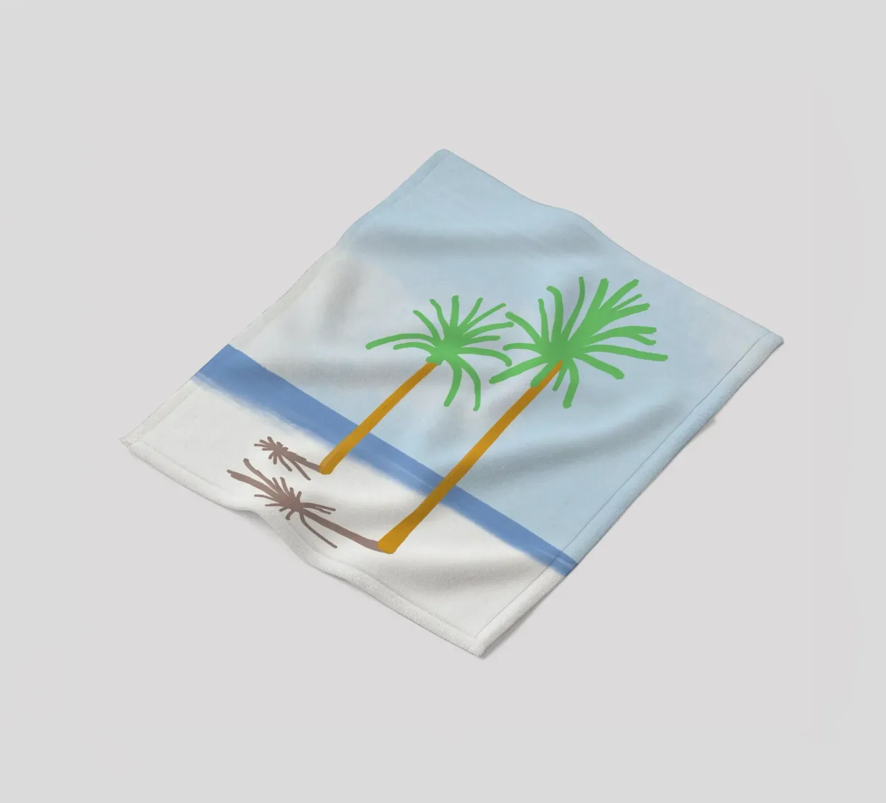 Palm tree shadow fleece blanket by Little Dean