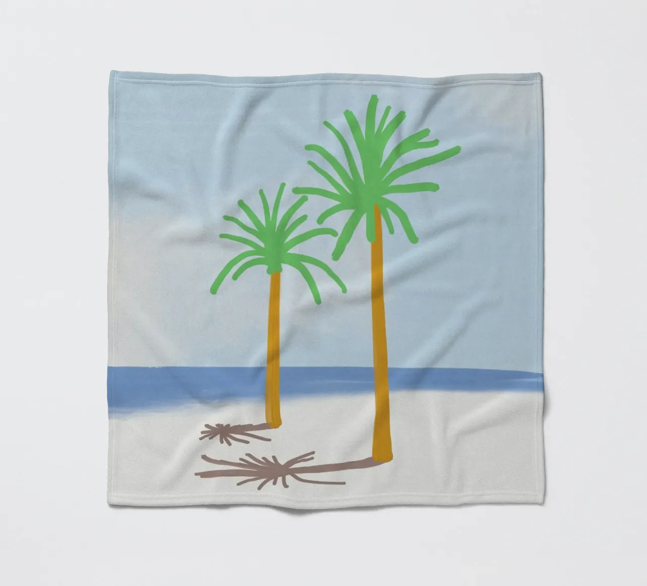 Palm tree shadow fleece blanket by Little Dean