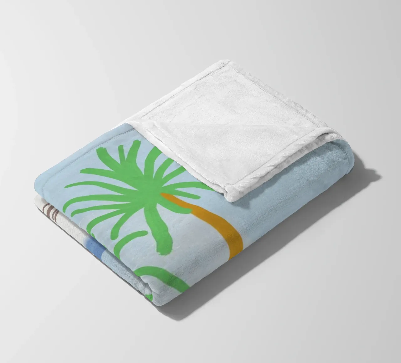 Palm tree shadow fleece blanket by Little Dean