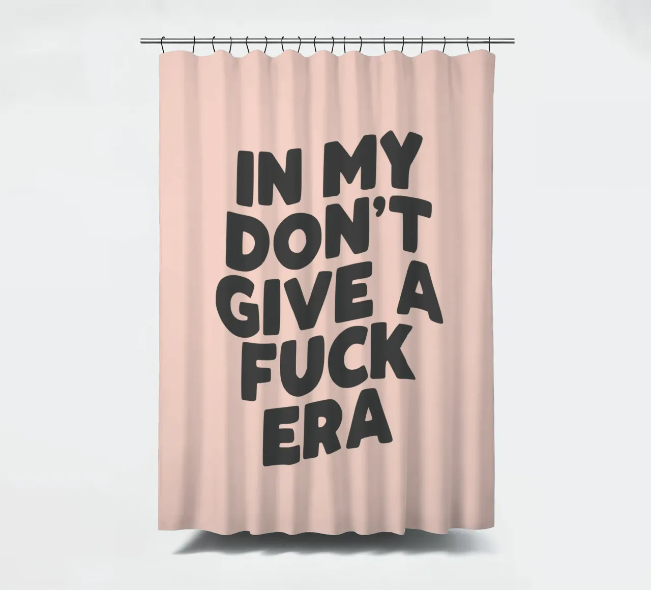 In My Don't Give a Fuck Era Sassy Typography Print in Peach douchegordijn van THE MOTIVATED TYPE