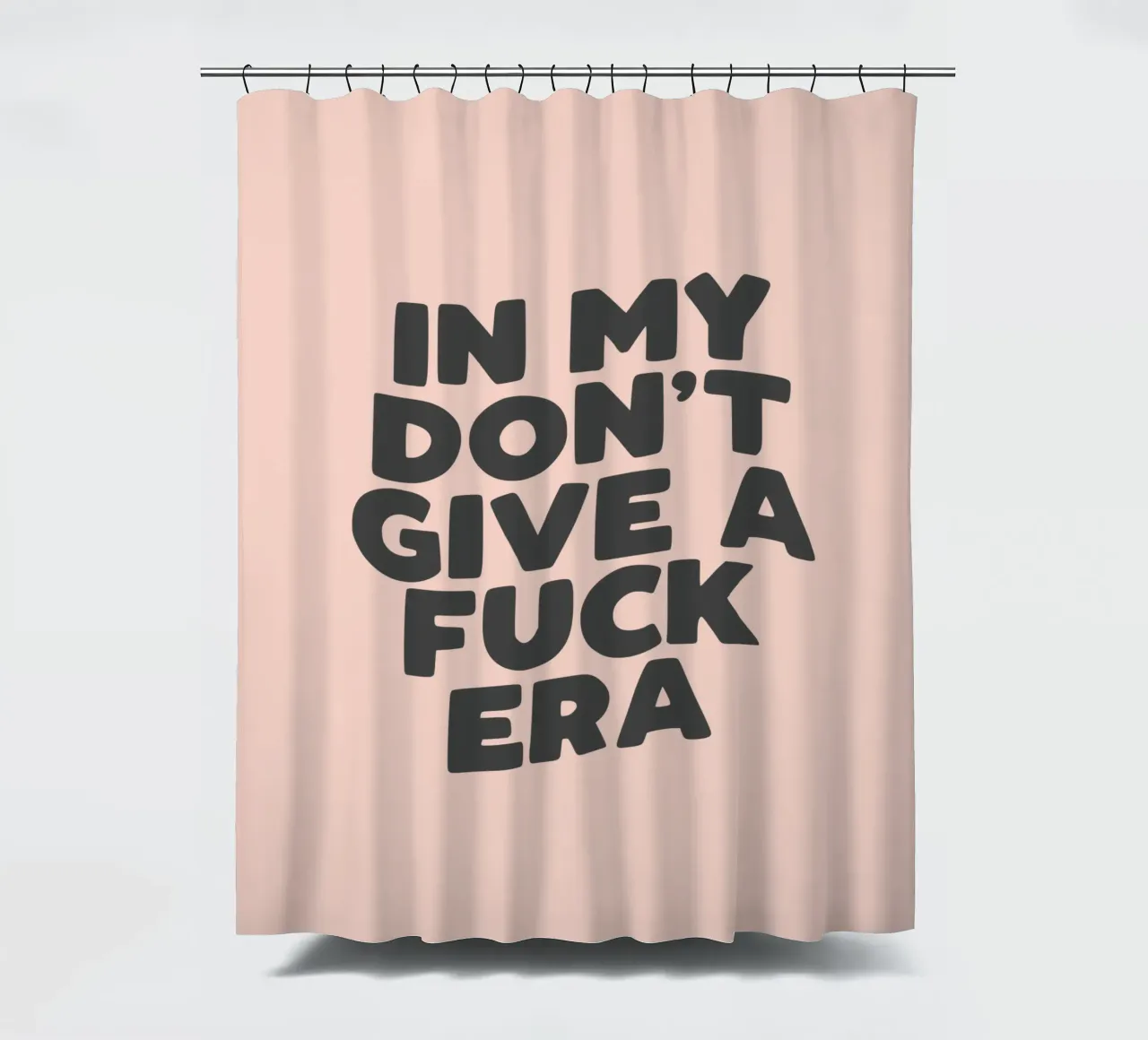In My Don't Give a Fuck Era Sassy Typography Print in Peach douchegordijn van THE MOTIVATED TYPE