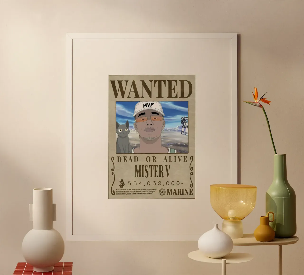 Wanted Mister V poster avec cadre en bois de Green
