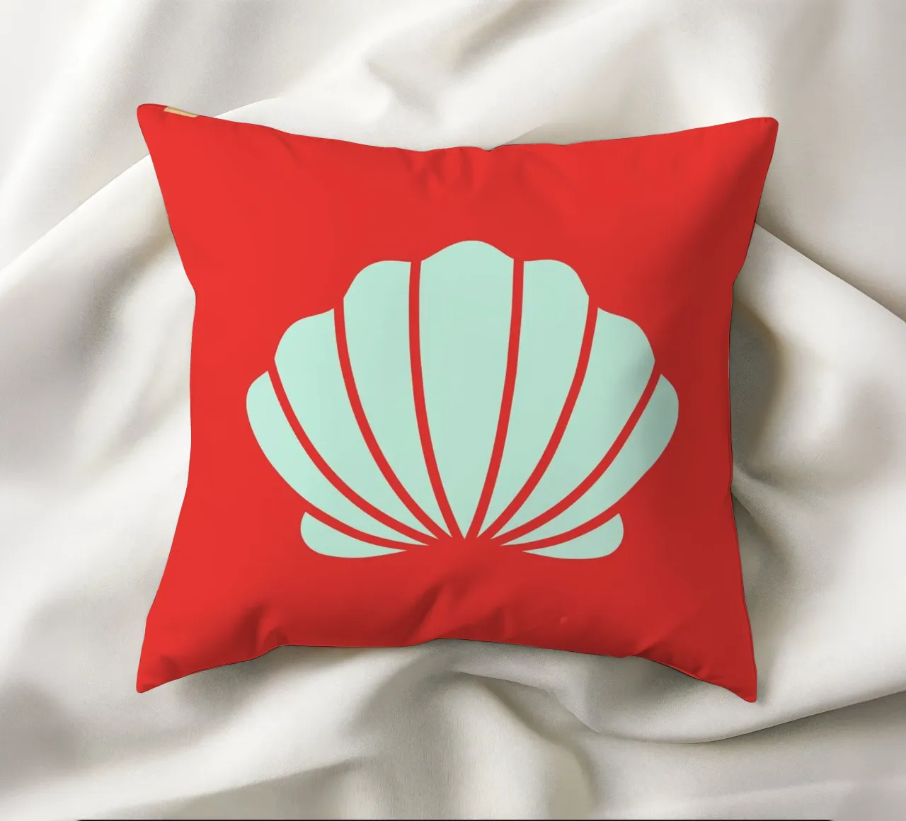 Conchiglia rossa Retro Beach Ocean Pop Art Illustrazione cuscino da NorwesClub