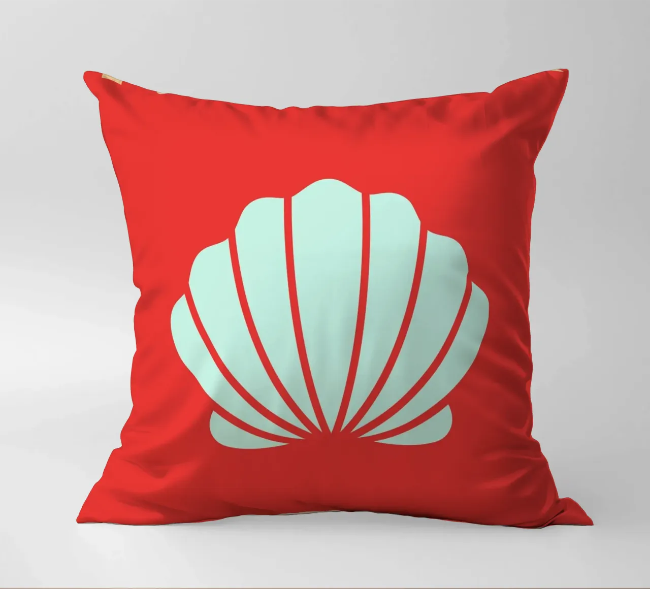 Conchiglia rossa Retro Beach Ocean Pop Art Illustrazione cuscino da NorwesClub