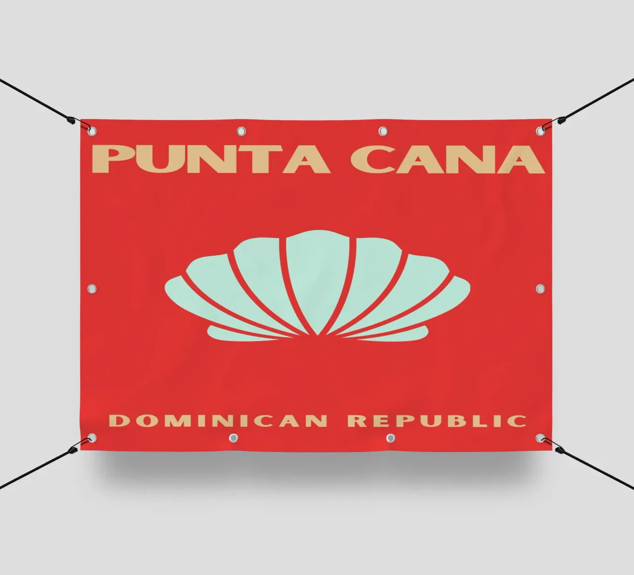 Conchiglia rossa Retro Beach Ocean Pop Art Illustrazione telo in pvc da NorwesClub