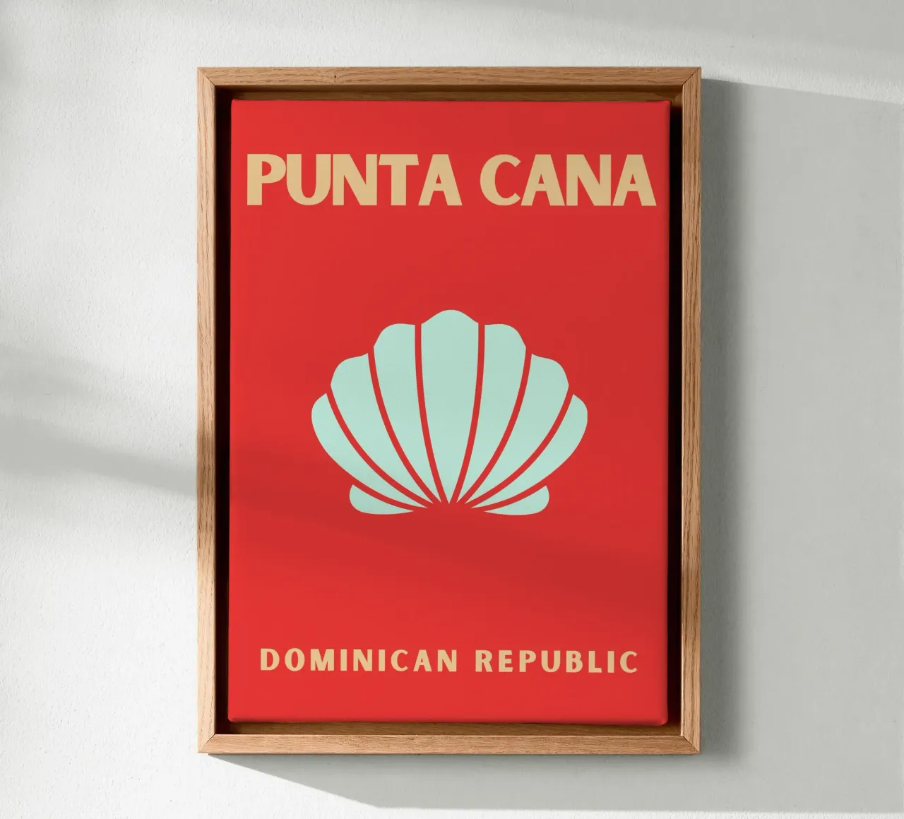 Red Seashell Retro Beach Ocean Pop Art Illustration canvas with Floater frame by NorwesClub
