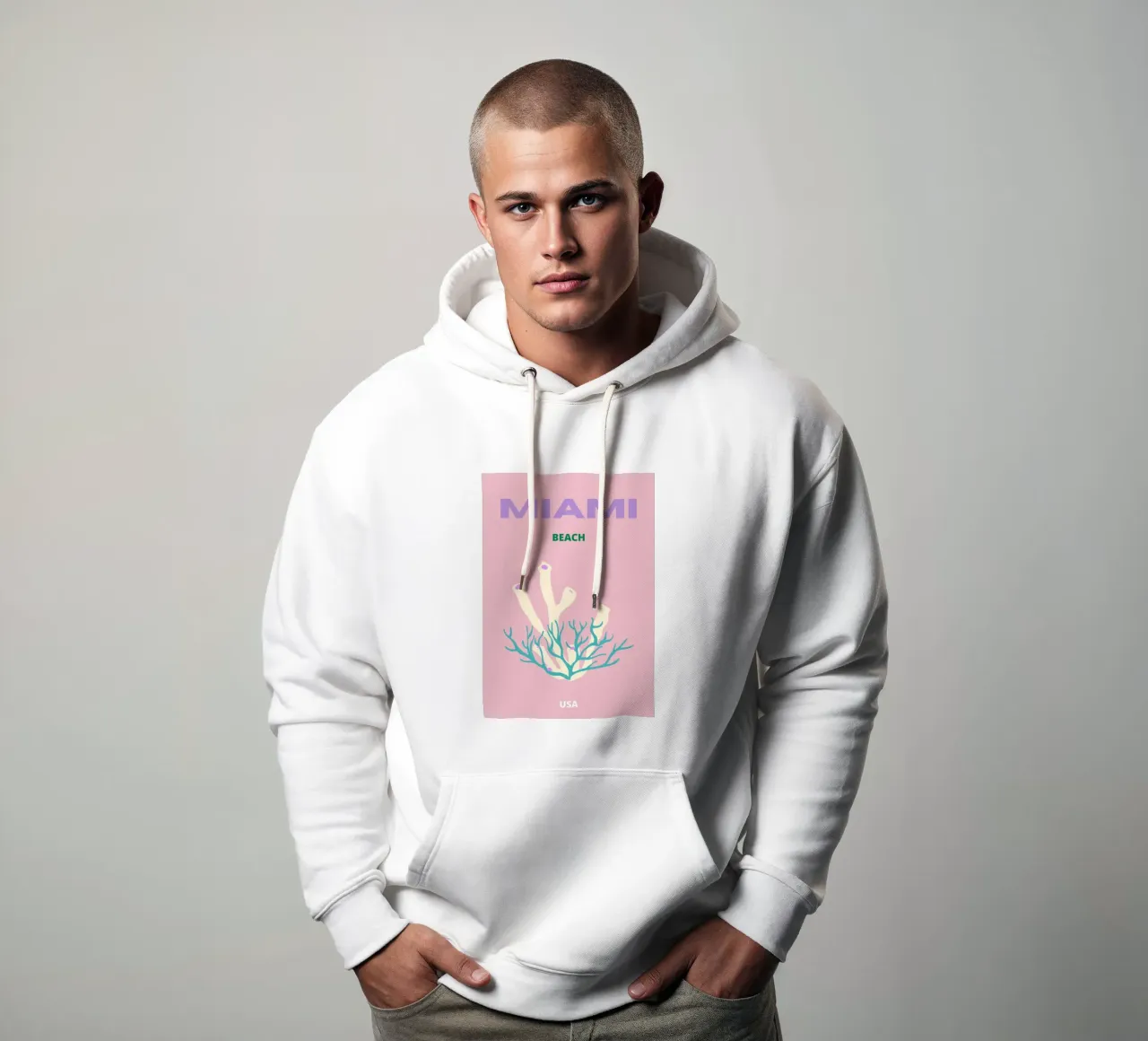 Impresión Pop Art Abstracta Coral Rosa Océano Retro sudadera con capucha de NorwesClub