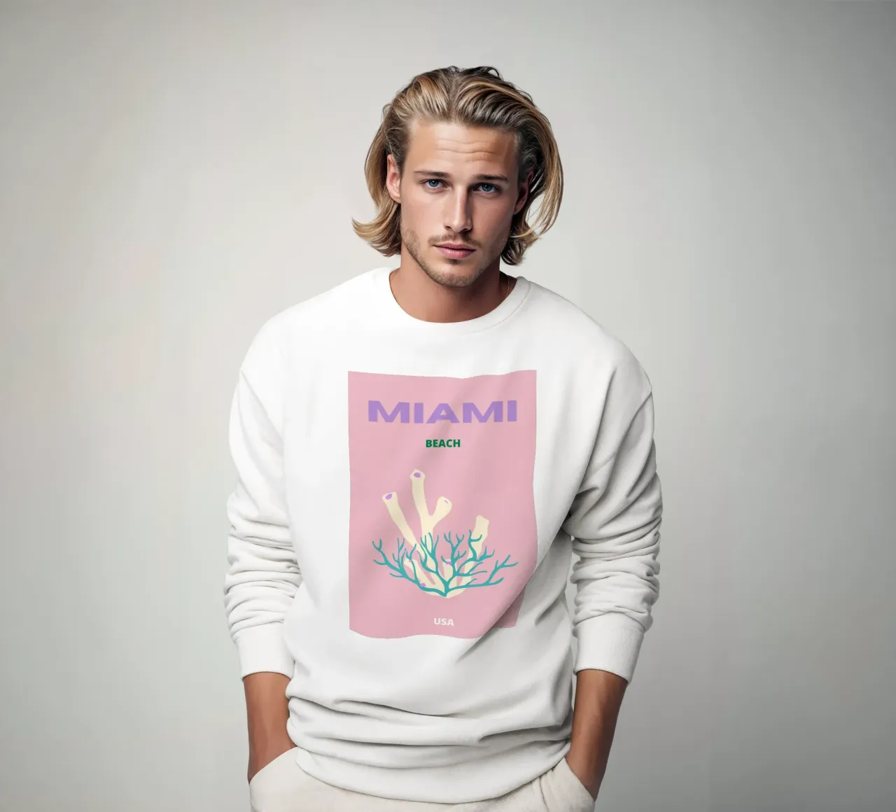 Impresión Pop Art Abstracta Coral Rosa Océano Retro sudadera de NorwesClub