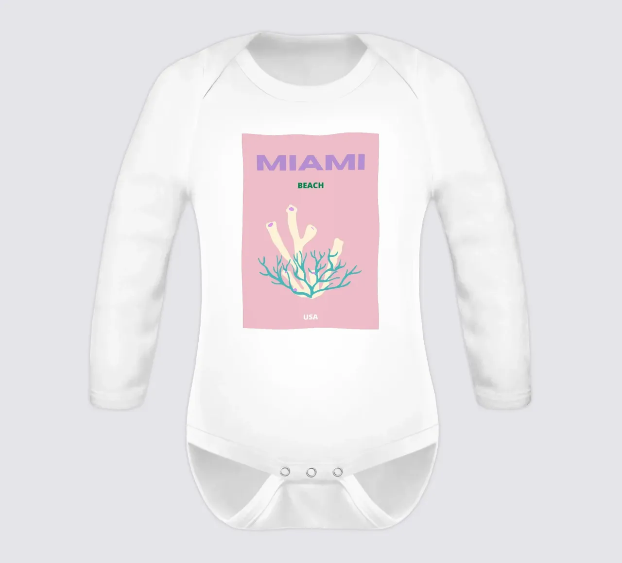 Abstract Pink Coral Retro Ocean Pop Art Print long-sleeve baby romper by NorwesClub
