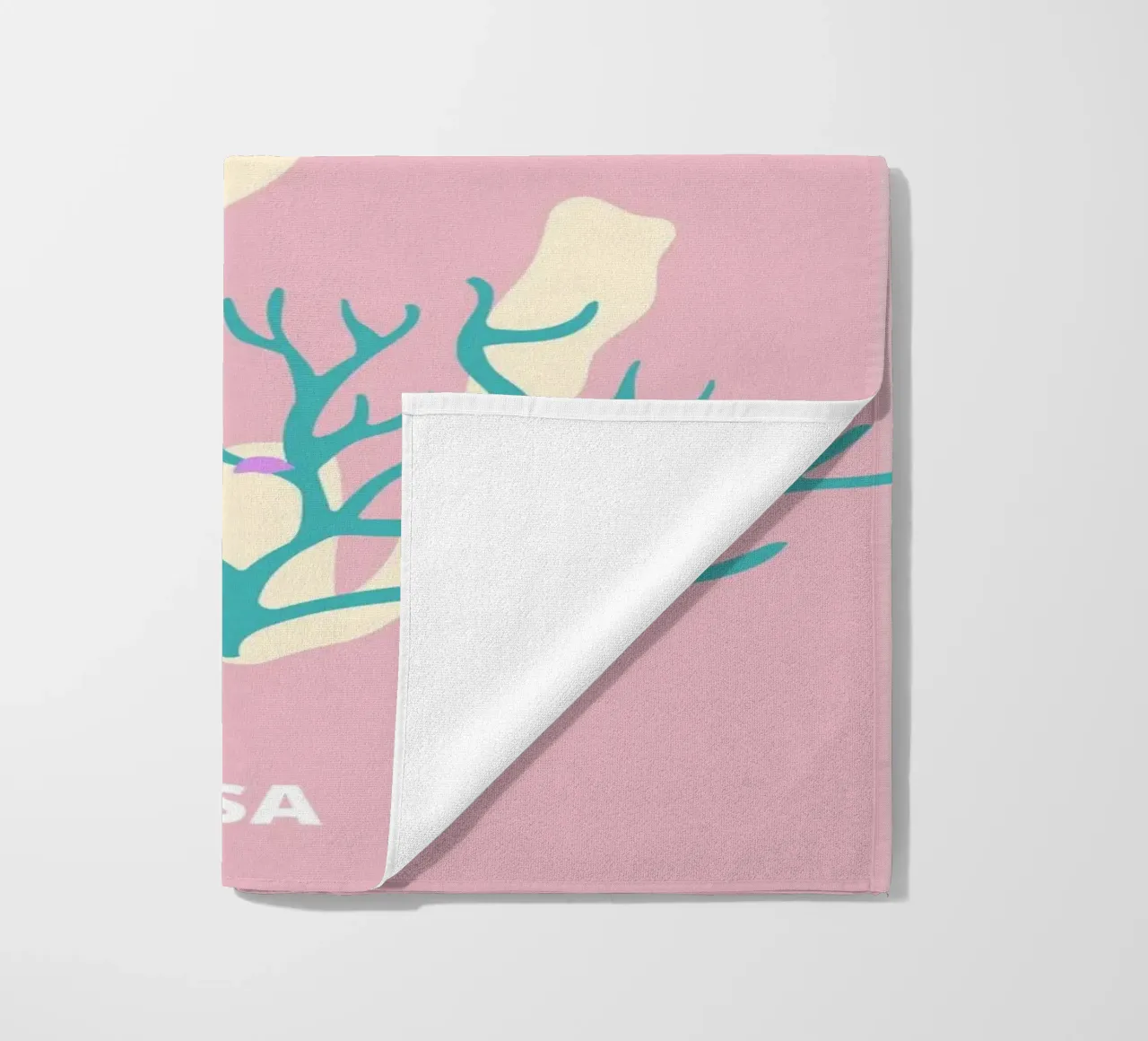 Abstracte Roze Koraal Retro Oceaan Pop Art Print strandhanddoek van NorwesClub