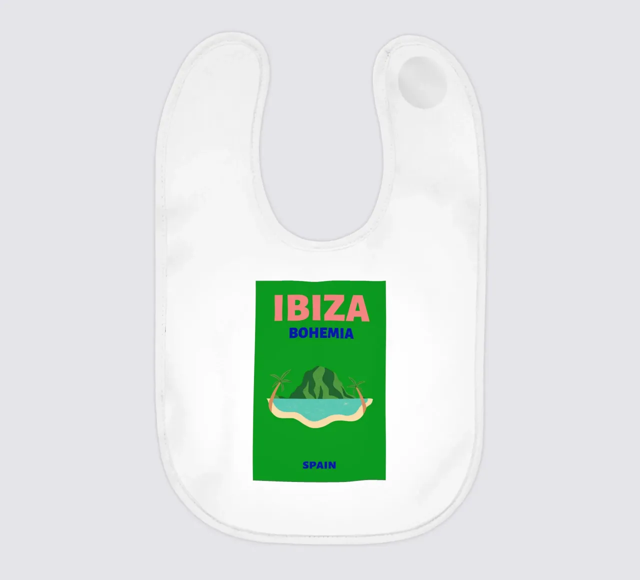 Retro Abstract Tropical Island Mountain Pop Art baby bib by NorwesClub