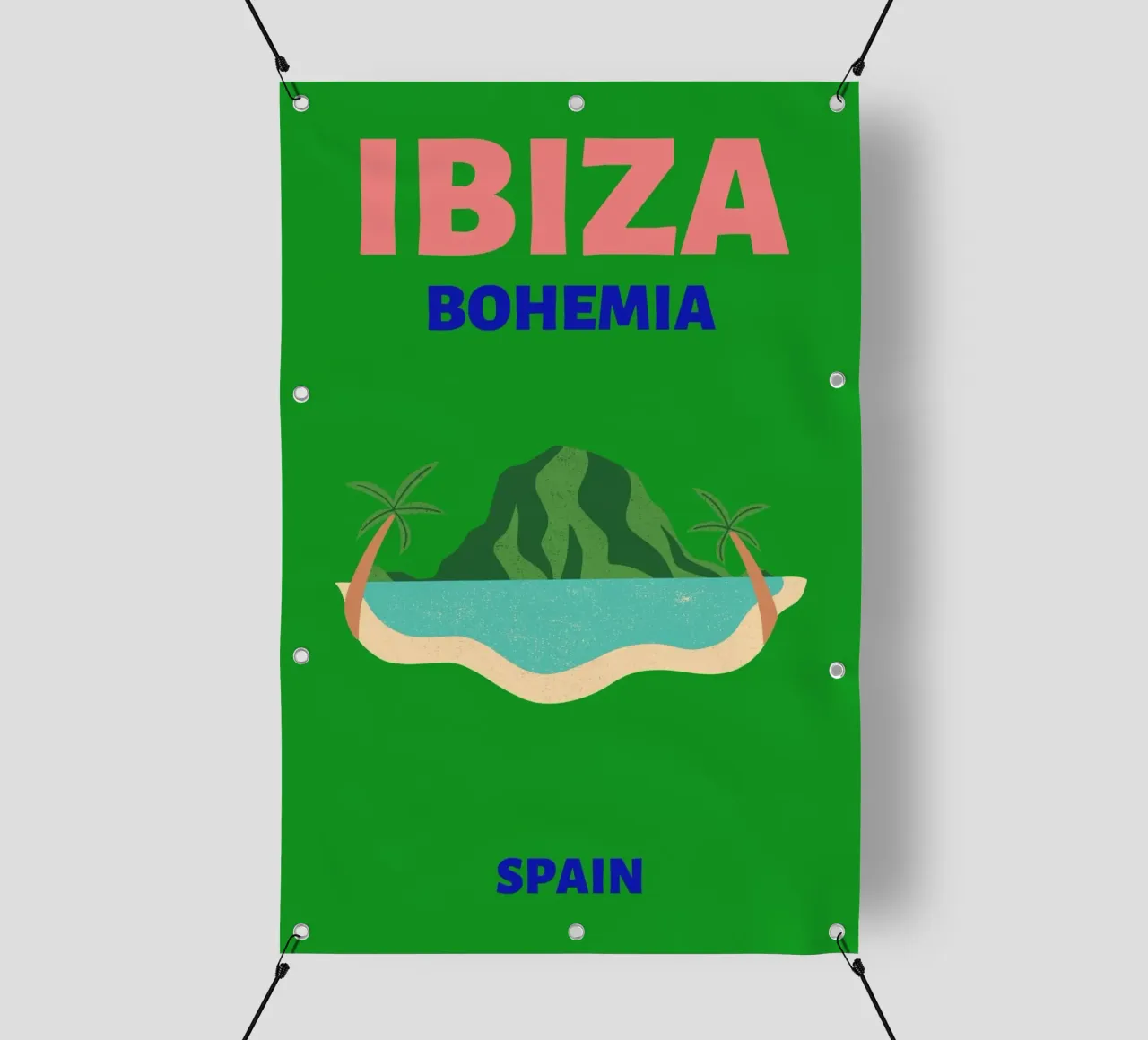 Pop Art astratta retrò dell'isola tropicale di montagna telo in pvc da NorwesClub