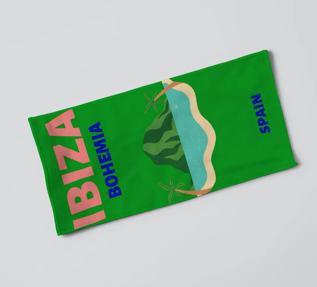 Retro Abstract Tropical Island Mountain Pop Art towel by NorwesClub