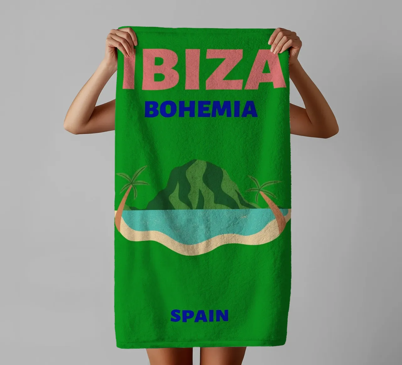 Retro Abstract Tropical Island Mountain Pop Art towel by NorwesClub