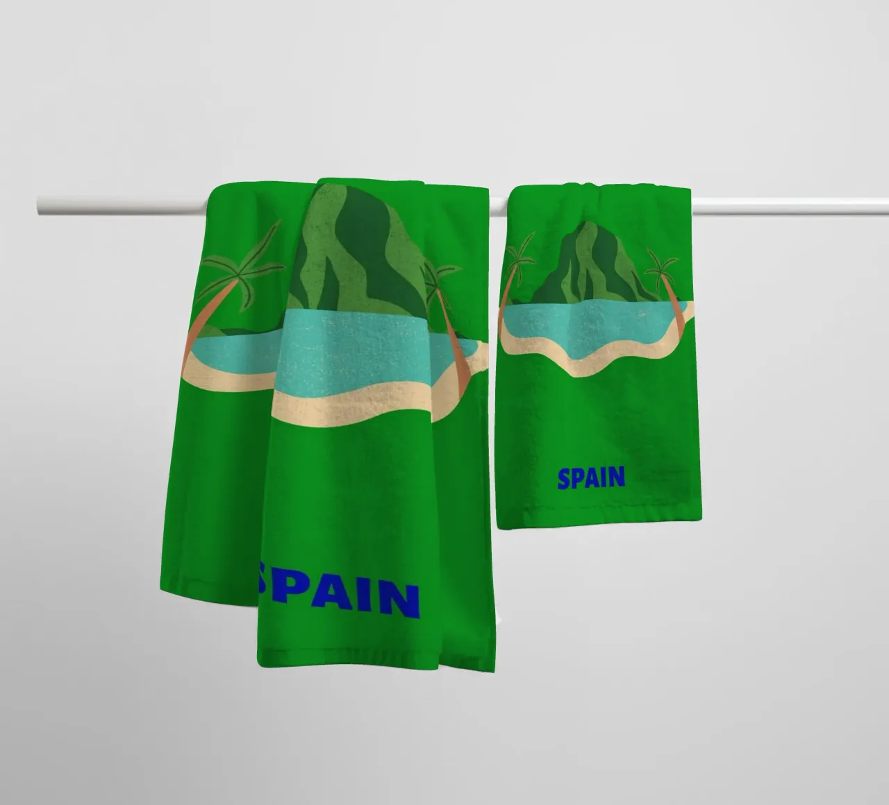 Retro Abstract Tropical Island Mountain Pop Art towel by NorwesClub