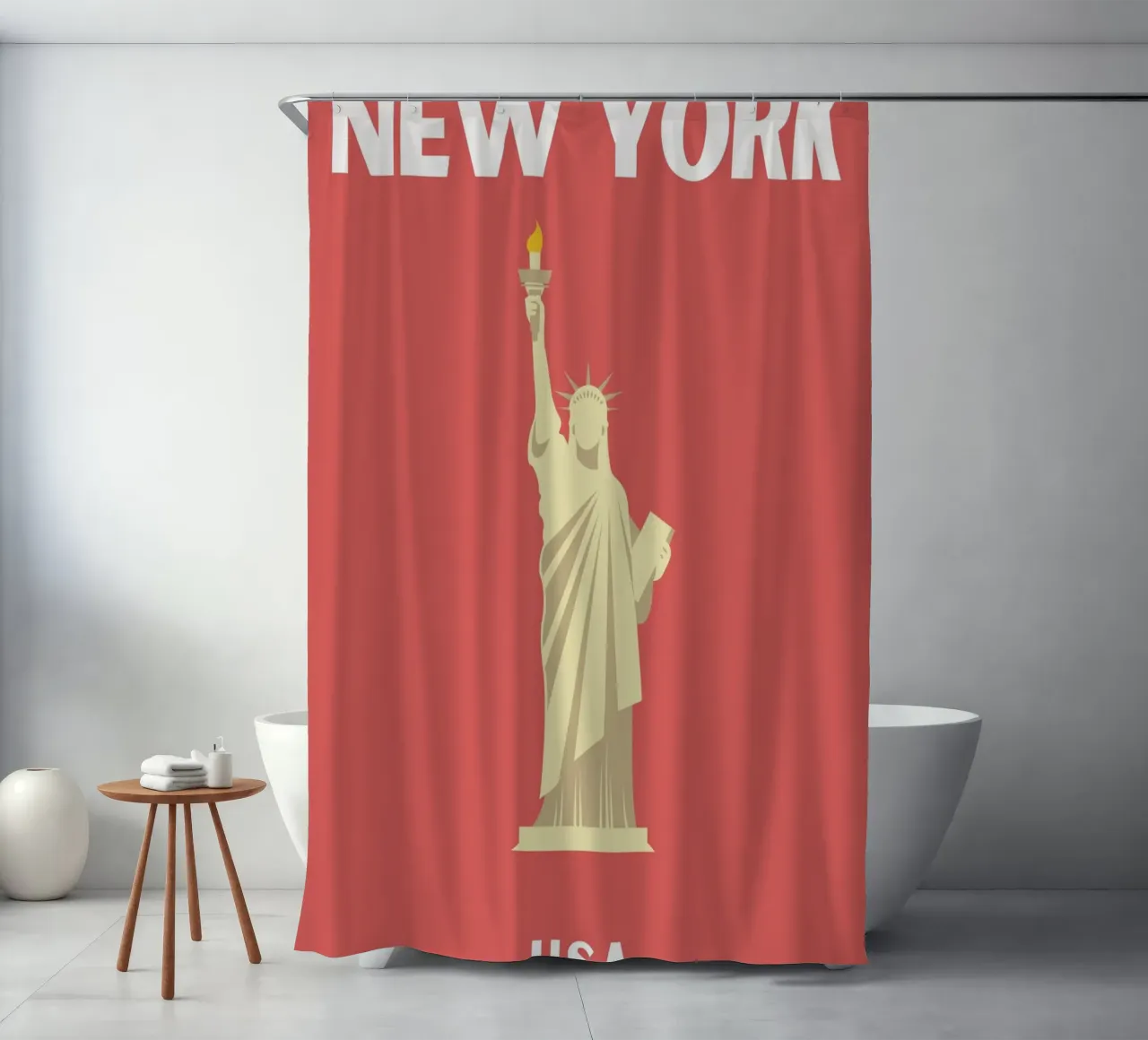 Freiheitsstatue Retro NYC Pop Art Wahrzeichen Druck Duschvorhang von NorwesClub