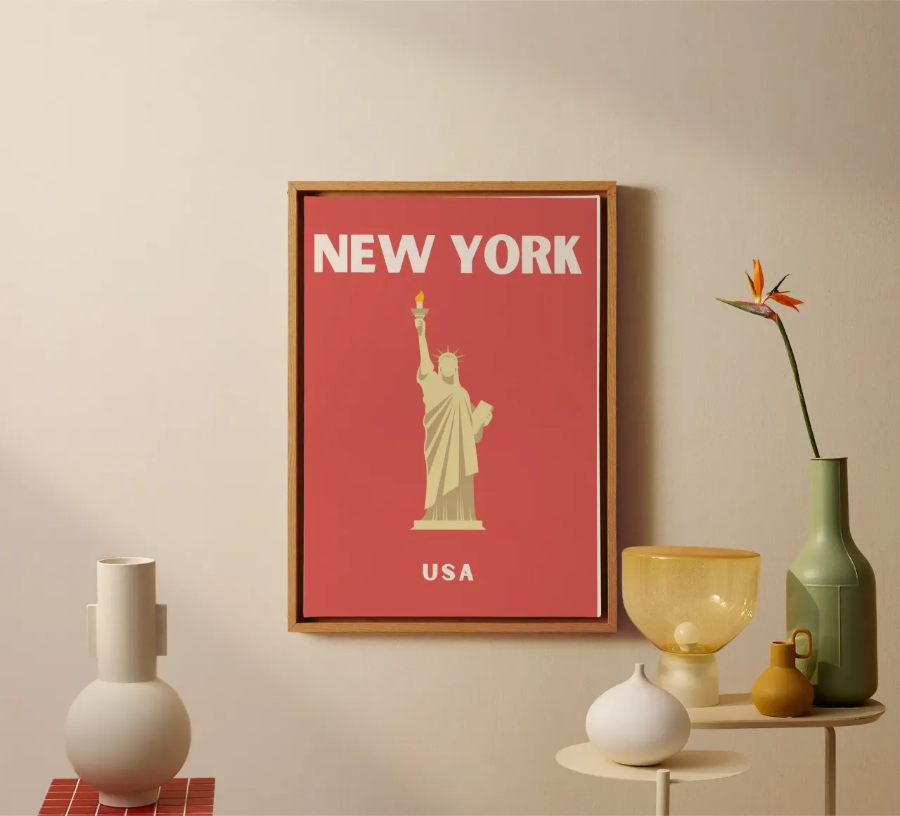 Vrijheidsbeeld Retro NYC Pop Art Landmark Print canvas met Baklijst van NorwesClub