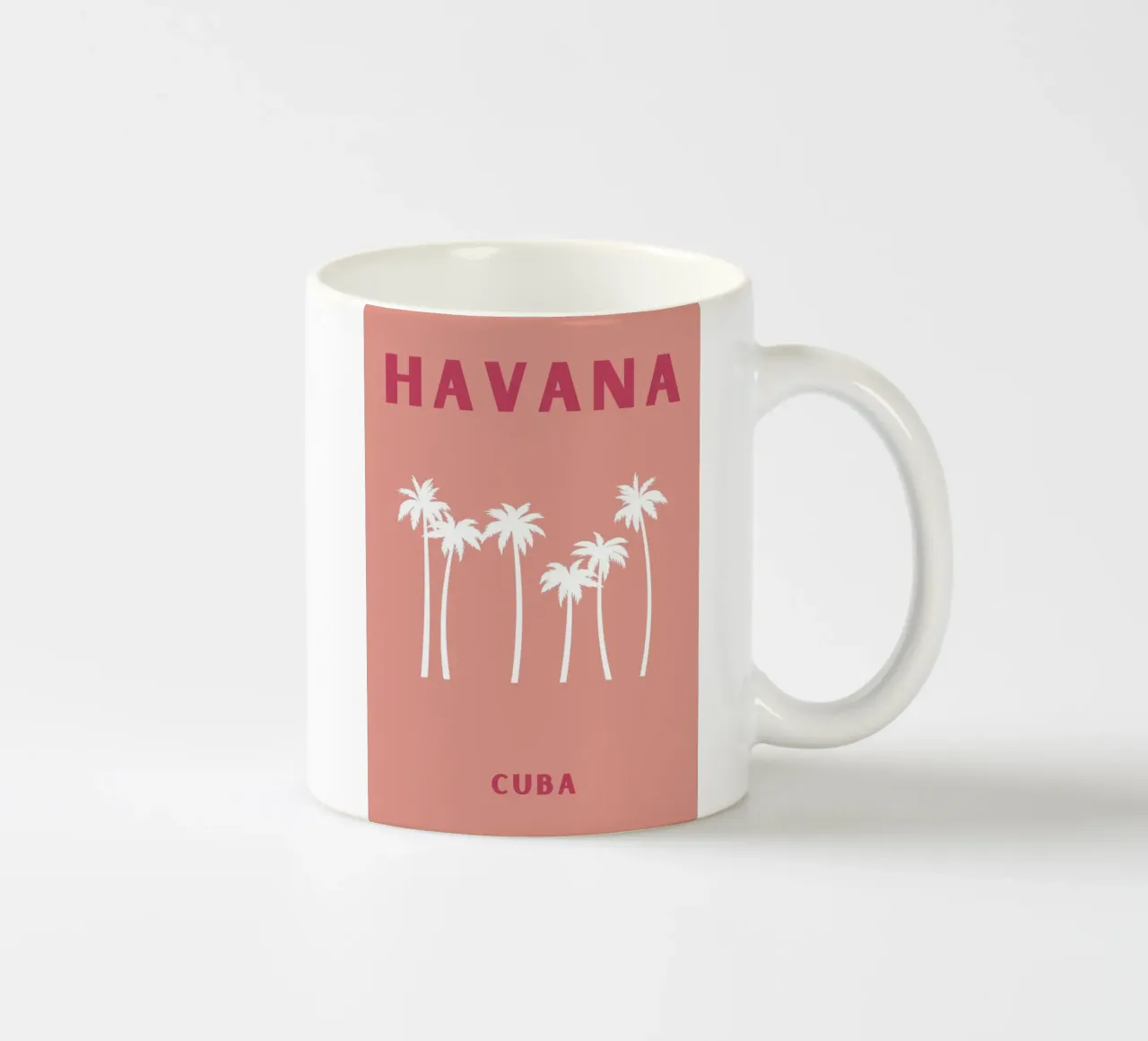 Palma rosa, stampa pop art retrò della spiaggia tropicale tazza in ceramica da NorwesClub