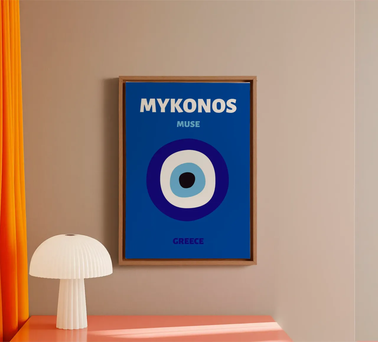 Boze Oog Blauw Roze Pop Art Mystiek Beschermend Amulet canvas met Baklijst van NorwesClub