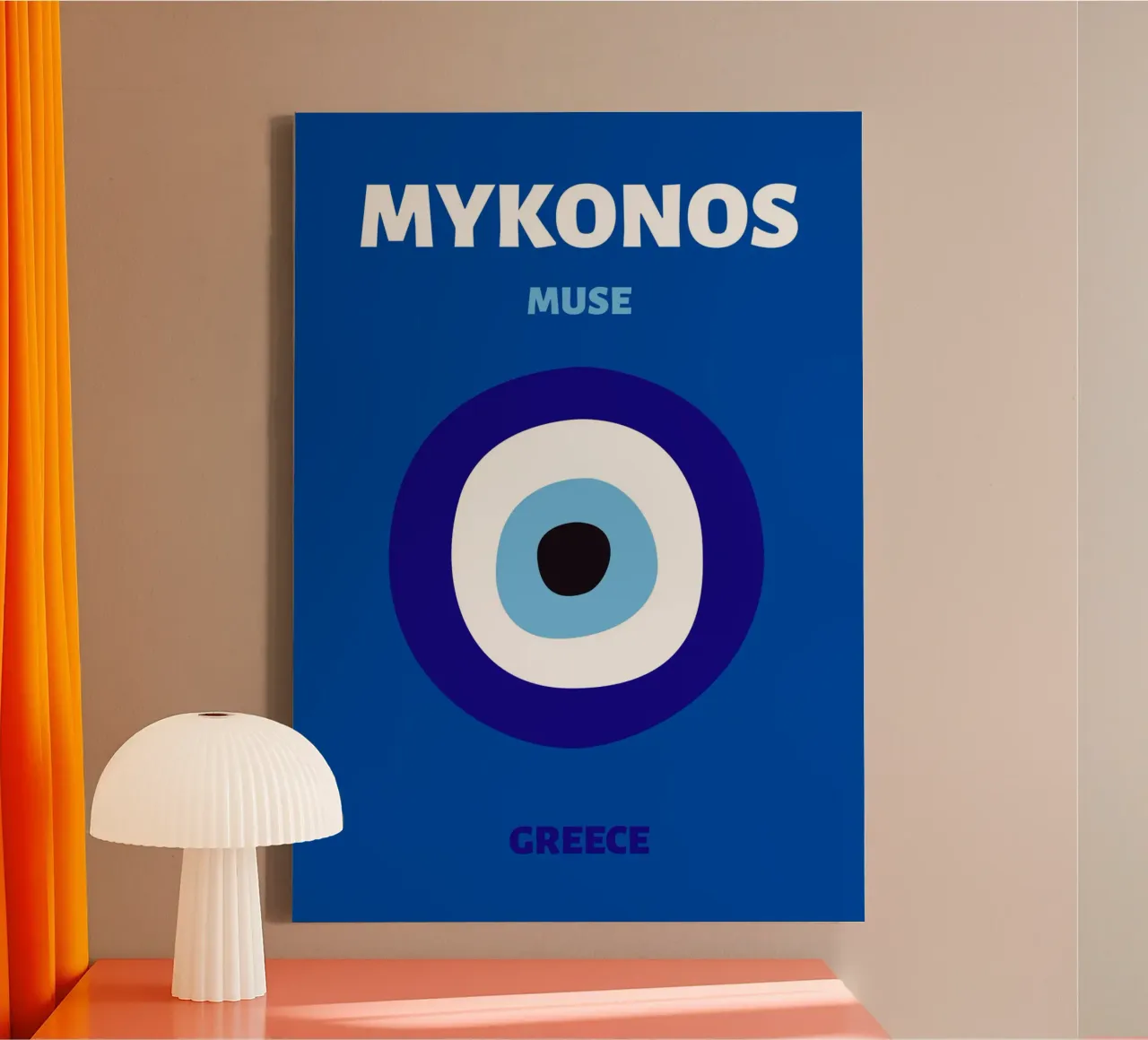 Boze Oog Blauw Roze Pop Art Mystiek Beschermend Amulet canvas met Baklijst van NorwesClub