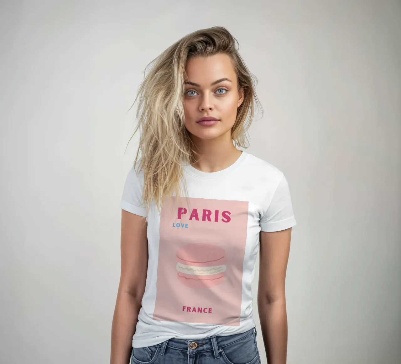 Pink Macarons Sweet Dessert Pop Art Illustration women's fitted t-shirt by NorwesClub