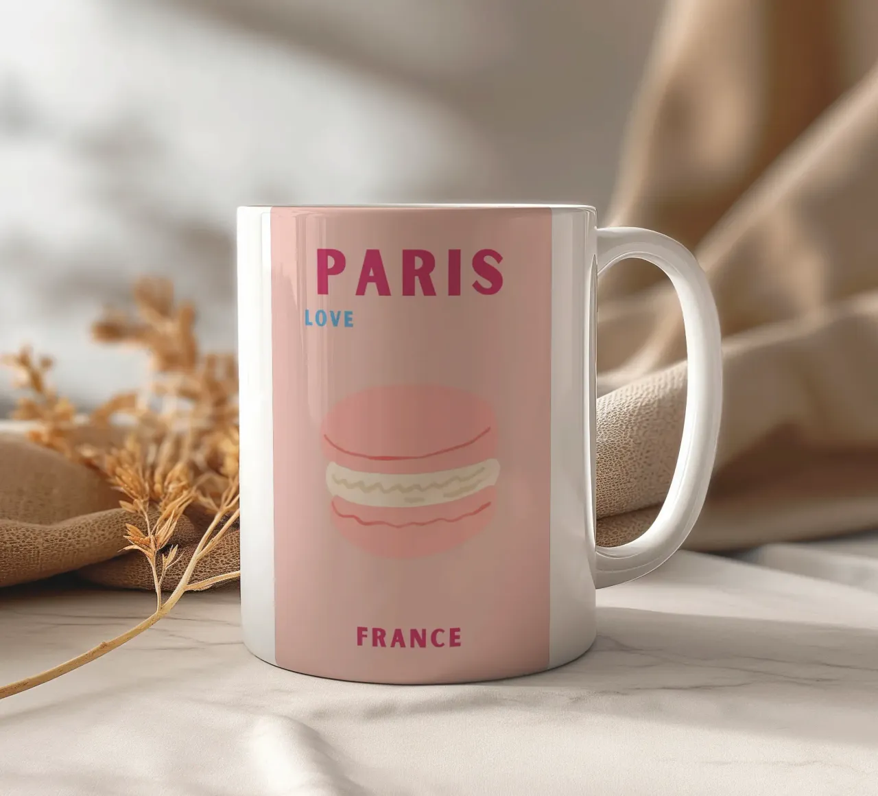 Macarons rosa Dolce dessert Illustrazione pop art tazza in ceramica da NorwesClub