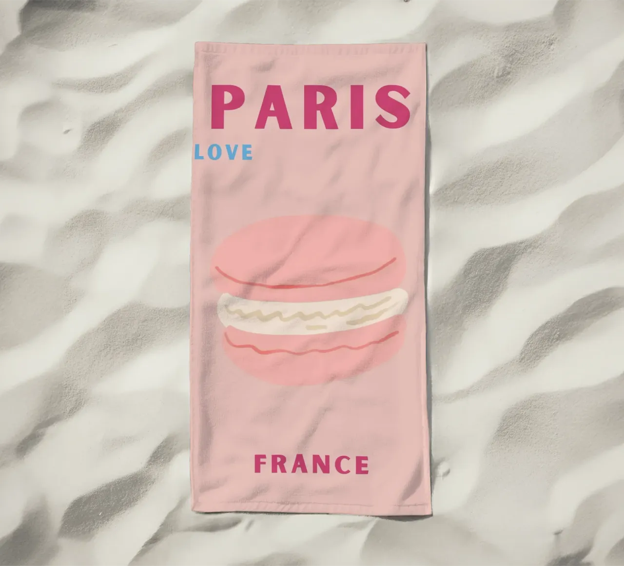 Macarons rosa Dolce dessert Illustrazione pop art telo mare da NorwesClub