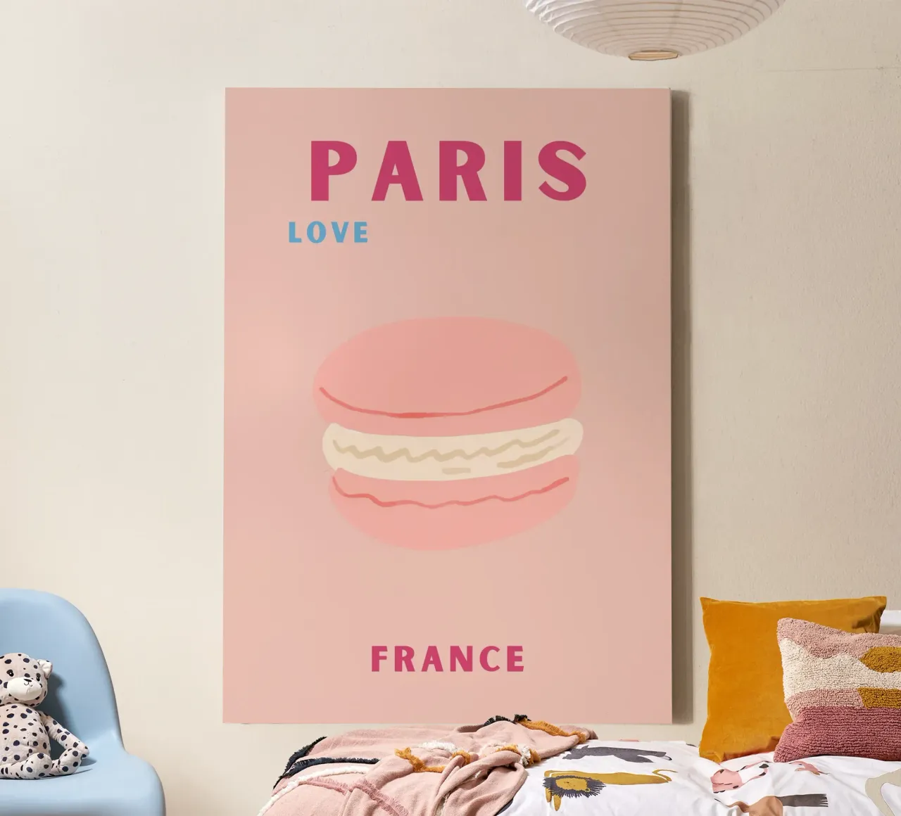 Macarons rosa Dolce dessert Illustrazione pop art tela con Cornice a cassetta da NorwesClub