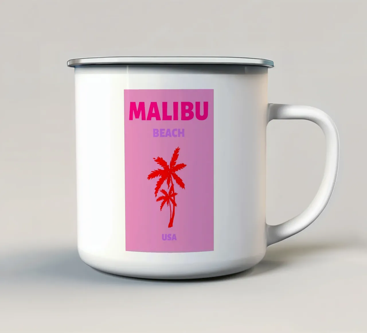 Stampa d'arte pop retrò Blue Palm Tree Tropical Ocean tazza in smalto da NorwesClub