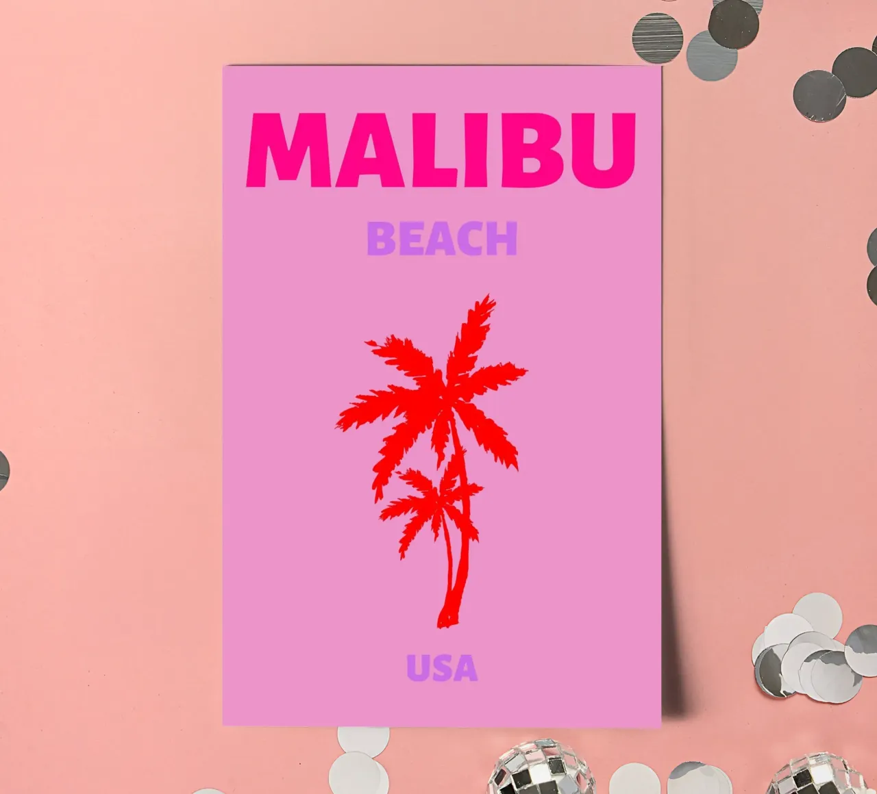 Retro Blue Palm Tree Tropical Ocean Pop Art Druck Stickerbogen von NorwesClub