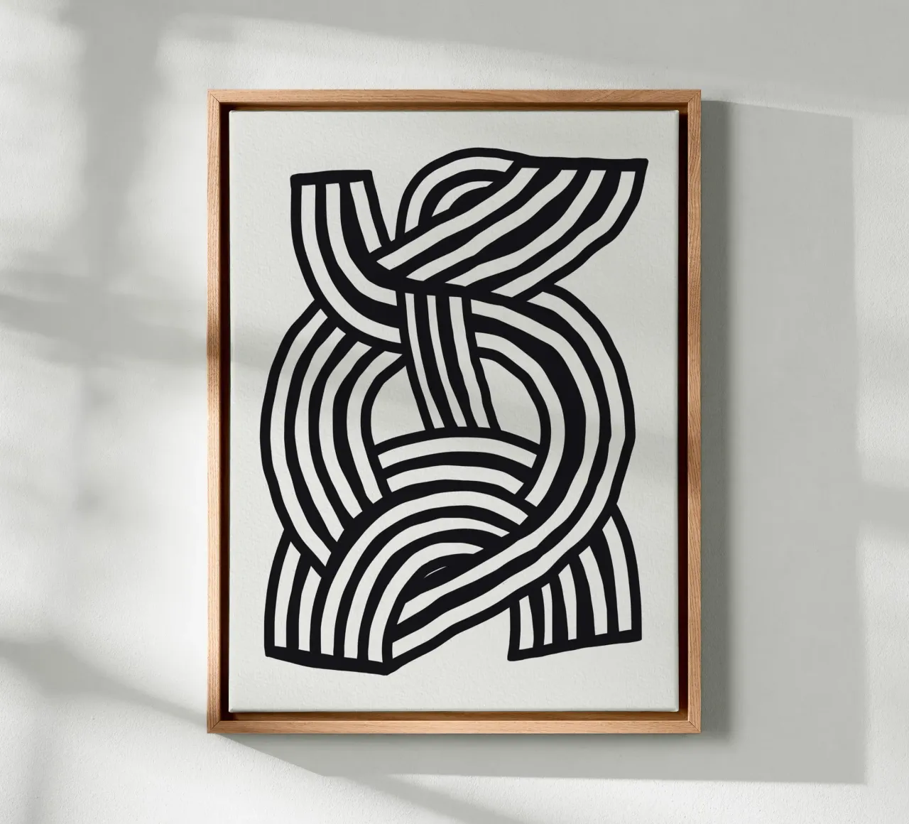 Mid Century Modern Abstract line art Painting canvas with Floater frame by Little Dean