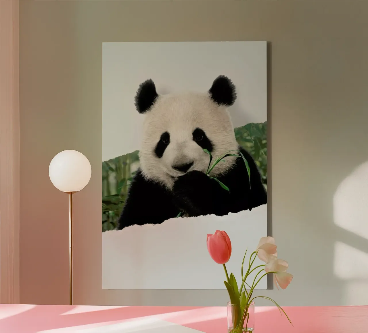 Panda Torn Paper tela con Cornice a cassetta da JONAS LOOSE KIDS