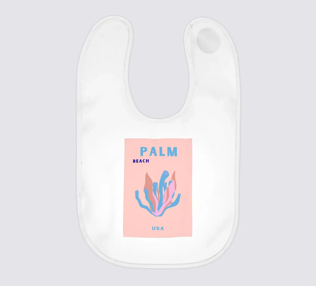 Pink Seaweed Abstract Ocean Retro Botanical Pop Art baby bib by NorwesClub