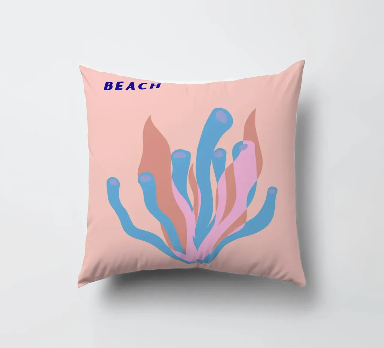 Alga rosa Oceano astratto Retro Botanica Pop Art cuscino da NorwesClub
